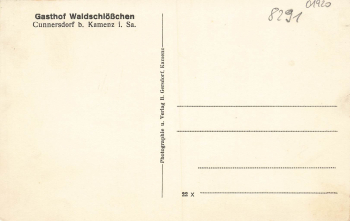 01917 Cunnersdorf bei Kamenz Gasthof Waldschlößchen * um 1910