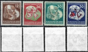 DDR Michel 289-292 o Weltfestspiele 1951 TagesstempelDDR Michel 289-292 ** Weltfestspiele 1951 postfrisch