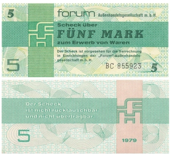 DDR 5 Mark Forum-Scheck1979 RO369 DDR-31 bankfrisch 