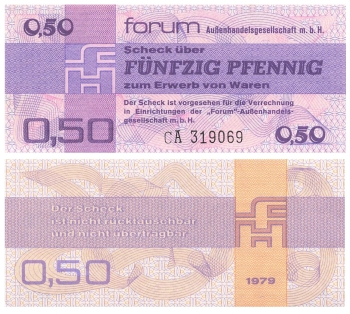 DDR 50 Pfennig Forum-Scheck1979 RO367 DDR-29 bankfrisch 