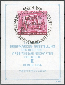 GDR block 10 o stamp exhibition 1954 special stamp o Berlin W8