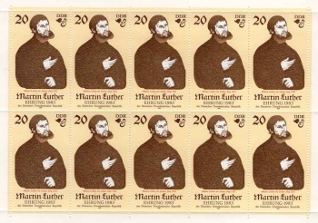 GDR Michel 2755 small sheet Martin Luther mint never hinged 1983** with plate error II
