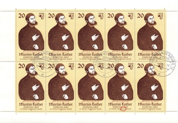 GDR Michel 2755 Martin Luther miniature sheet o Neubrandenburg November 23, 1982