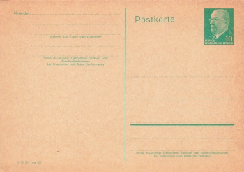 GDR Walter Ulbricht 10 Pfennig postal stationery