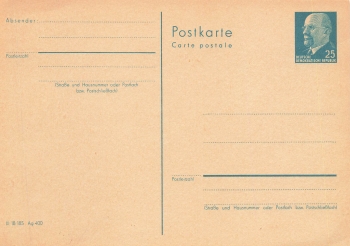 GDR Walter Ulbricht 25 Pfennig postal stationery P76 *