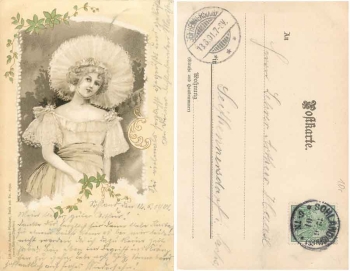 Dame mit Hut Künstlerkarte o 13.6.1901