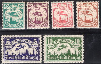 Danzig Michel 66–71o, Cancelled Airmail Stamps