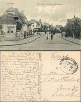Darmstadt Am Erlenberg Bahnpost Frankfurt-Karlsruhe-Basel Train 11 o 21.6.1915