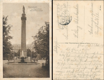 Darmstadt Ludwig monument with Olbrich fountain o July 6, 1917