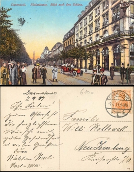 Darmstadt Rheinstrasse view of the castle o 04/07/1917