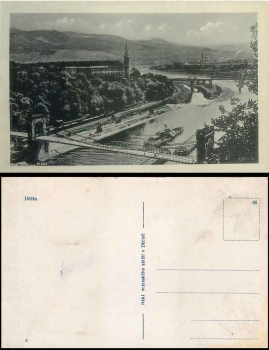 Decin Tetschen-Bodenbach Elbe with bridge * ca. 1930