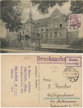 17109 Demmin Hospital Postcard collectors association Globus No. 1721 o 9.1.1922