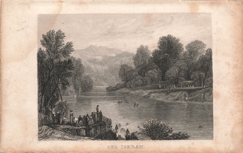 The Jordan crossing of the Israelites under Joshua original steel engraving around 1840 