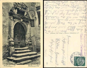 91541 Dettwang Rothenburg ob der Tauber Landpoststempel auf AK o 22.5.1934
