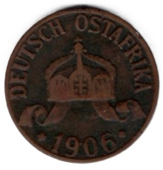 German East Africa 1 Heller 1906 J