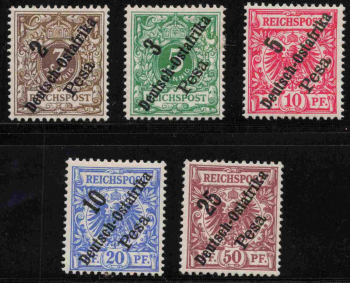 German East Africa Michel 6–10 * unused Crown/Eagle issue