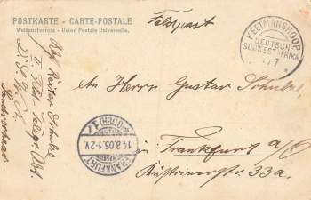 Landscape German South West Africa Field Post Keetmanshoop 4.7.1905 to Frankfurt Oder