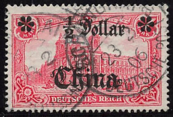 Deutsche Post in China Michel 34A o gestempelt 1/2 Dollar auf 1 Mark