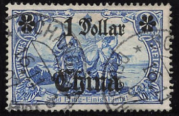 Deutsche Post in China Michel 35A o gestempelt 1 Dollar auf 2 Mark