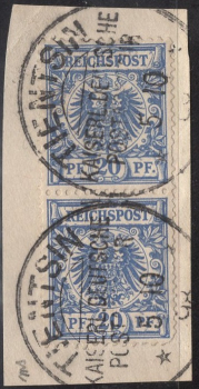 Deutsche Post in China Vorläufer Michel V37 senkrechtes Paar o Shanghai o 27.4.1900