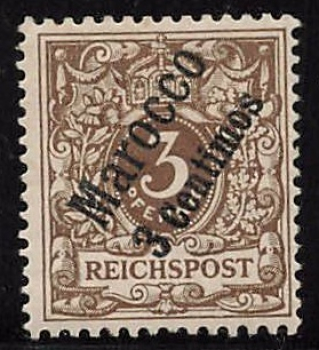 German Post in Morocco Michel 1 * unused with hinge, Crown and Eagle
