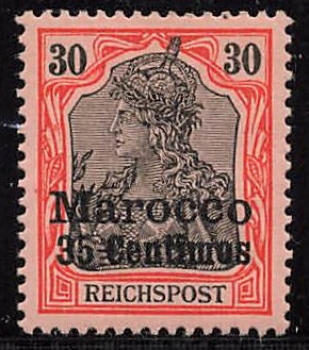 German Post in Morocco Michel 12 * unused with hinge remnant Germania