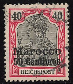 German Post in Morocco, Michel No. 13, 'o' (circular date) postmark, Germania issue.