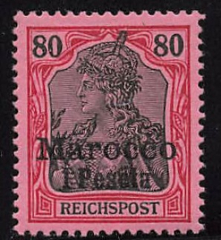 German Post in Morocco Michel 15 * unused with hinge remnant, Germania issue