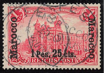 German Post in Morocco, Michel No. 16 I o, cancelled.