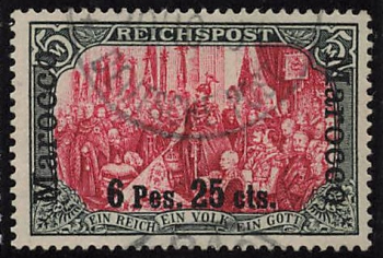 German Post in Morocco, Michel No. 19 I o, cancelled Authenticated by Bentzsch