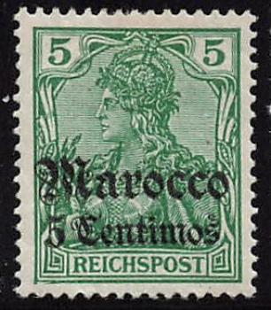 German Post in Morocco Michel 20 * unused with hinge remnant