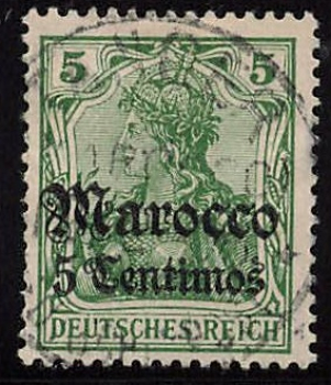 German Post in Morocco, Michel No. 22, 'o' (circular date stamp) cancellation, Germania issue.