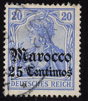 German Post in Morocco, Michel No. 24 o (cancelled), Germania issue.