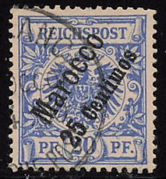 German Post in Morocco, Michel No. 4 cancelled (Crown & Eagle)