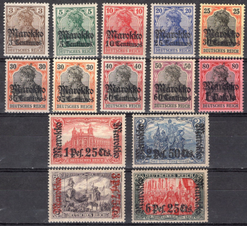German Post in Morocco Michel 46–58 * unused Germania 51x+y