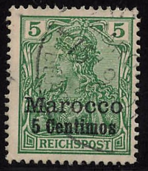 German Post in Morocco, Michel No. 8, cancelled, Germania issue.