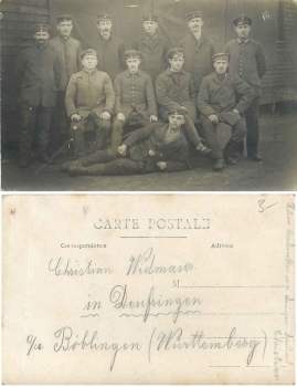 German soldiers in uniform WW I Deufringen real photo around 1915