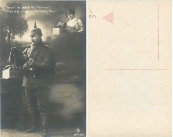 German soldier with socks WWI series card 3442/2 * around 1915