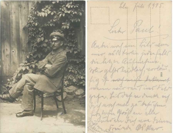 Deutscher Soldat vom 93 Regiment 1. WK Echtfoto gebr. 1915