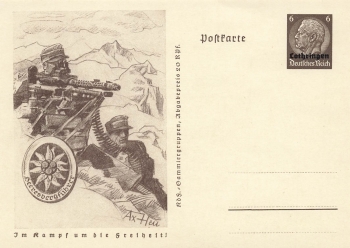 Lorraine on the German Empire 6 Pfennig Hindenburg postal stationery In the fight for freedom Army mountain leader *
