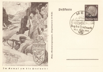 Lorraine 6 Pfennig Hindenburg stationary P242 In the fight for freedom Narvik o Metz Stamp Day 1941