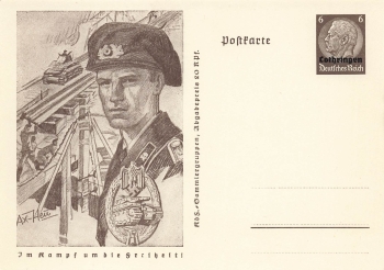 Lorraine 6 Pfennig Hindenburg postal stationery P242 In the fight for freedom tanks 1940 *
