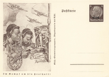 Alsace 6 Pfennig Hindenburg postal stationery P242 In the fight for freedom radio operator 1940 *