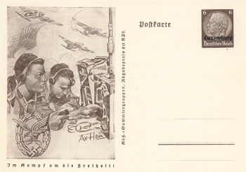 Luxembourg 6 Pfennig Hindenburg postal stationery P242 In the fight for freedom radio operator 1940 *