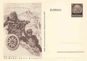 Luxembourg 6 Pfennig Hindenburg postal stationery P242 In the fight for freedom Army mountain leader 1940 *