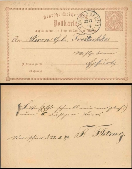 Straussfurt 2 Kreisstempel auf Ganzsache P1 ein halbe Groschen o 22.11.1974