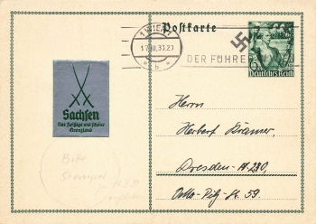 German Reich postal stationery for January 30, 1938 advertising stamp Der Führer in Vienna March 17, 1938