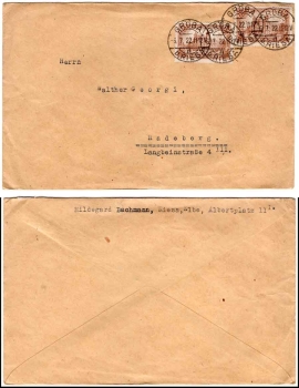 Deutsches Reich Michel 2 x 114 auf Brief von Gröba bei Riesa 6.7.1922 nach Radeberg