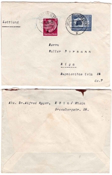German Reich Michel 669 Graf Zeppelin on a letter to Latvia o Berlin O17 a 8.8.1938
