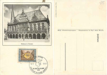 Deutsches Reich Michel 828 special postmark "Stamp Days" Stettin 01/10/1943 FDC